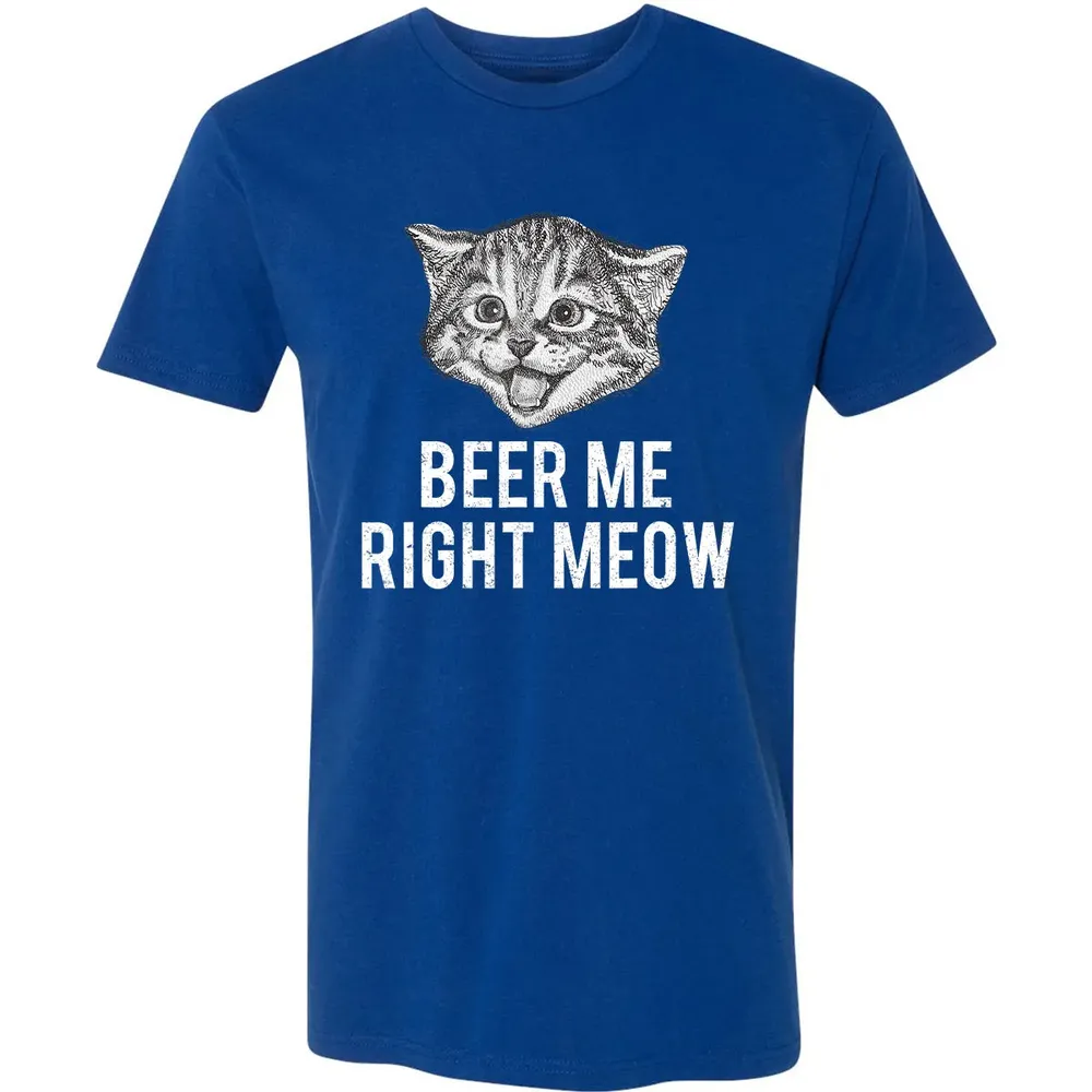 Beer Me Right Meow Cute Cat Drinking Pun Funny Gift Premium Unisex T-shirt - 10