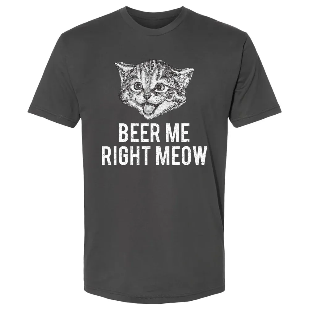 Beer Me Right Meow Cute Cat Drinking Pun Funny Gift Premium Unisex T-shirt - 8