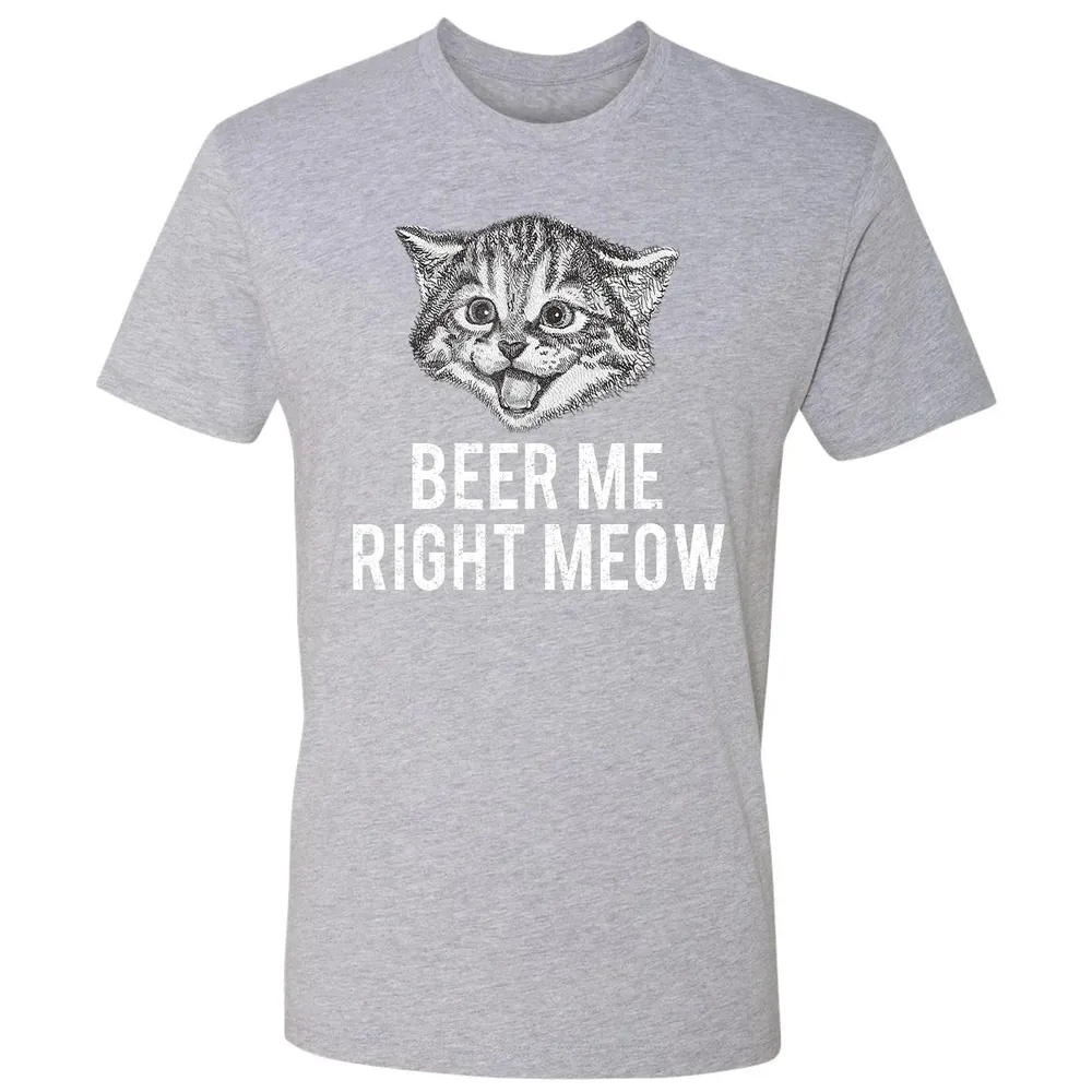 Beer Me Right Meow Cute Cat Drinking Pun Funny Gift Premium Unisex T-shirt - 9