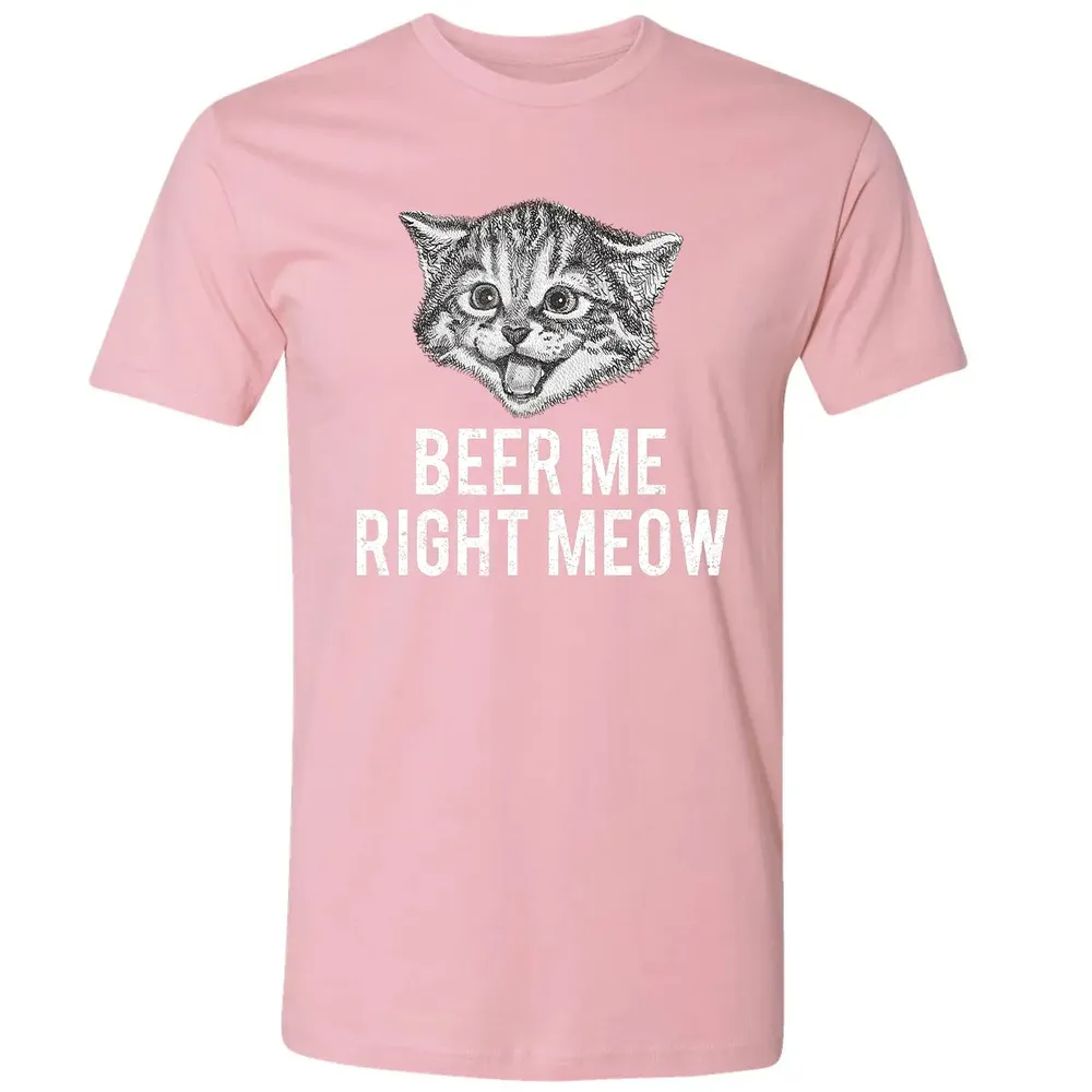 Beer Me Right Meow Cute Cat Drinking Pun Funny Gift Premium Unisex T-shirt - 3