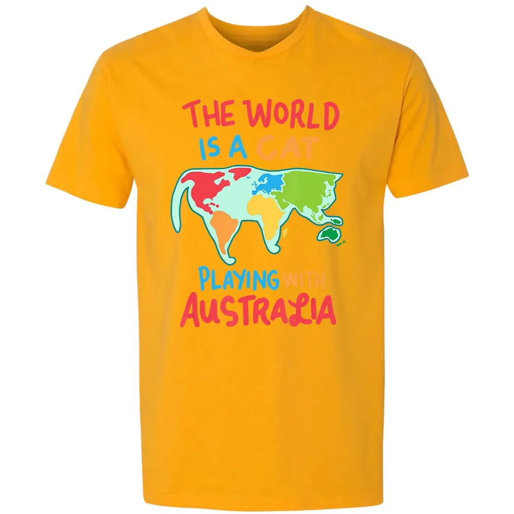 The World Is A Cat Playing With Australia Premium Unisex T-shirt - 11