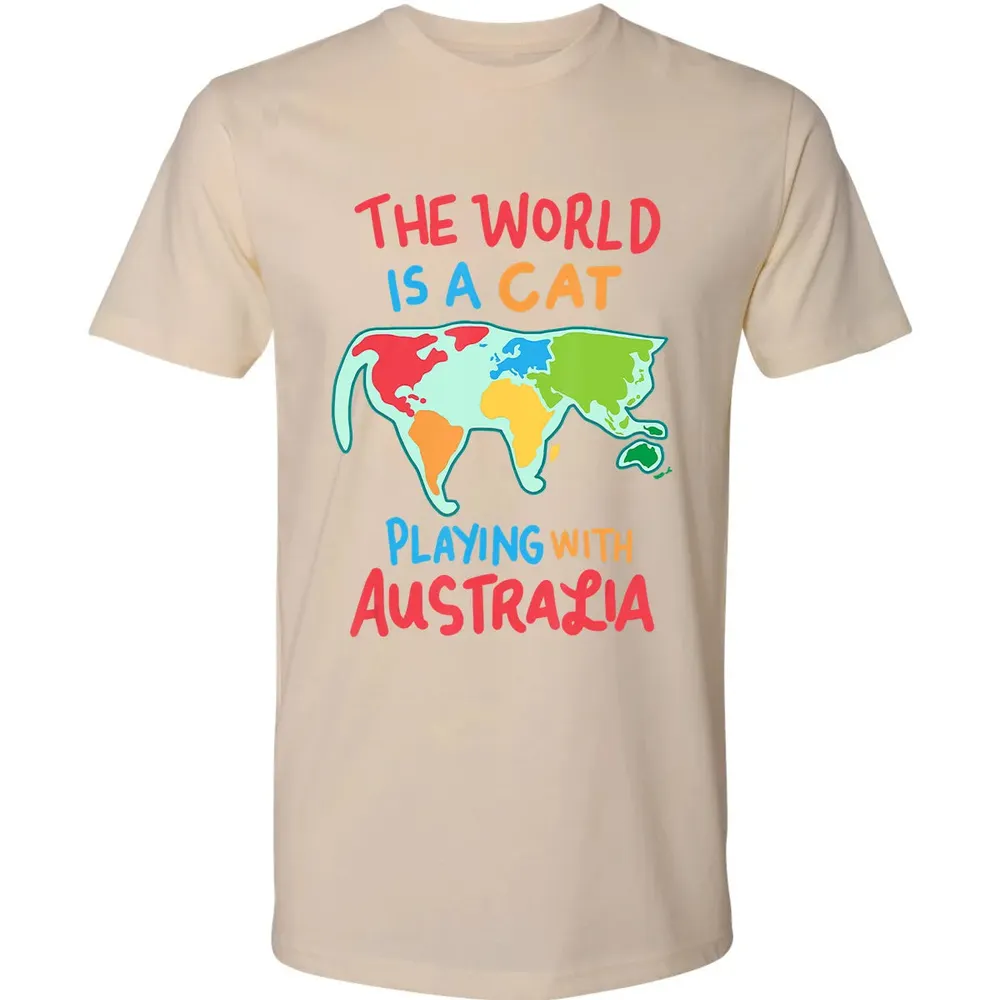 The World Is A Cat Playing With Australia Premium Unisex T-shirt - 13