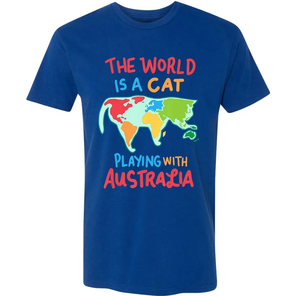 The World Is A Cat Playing With Australia Premium Unisex T-shirt - 10
