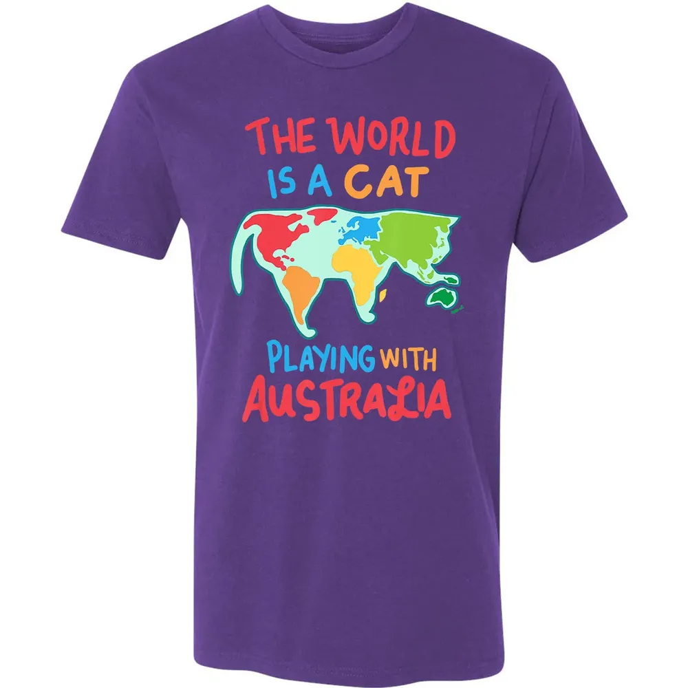 The World Is A Cat Playing With Australia Premium Unisex T-shirt - 7