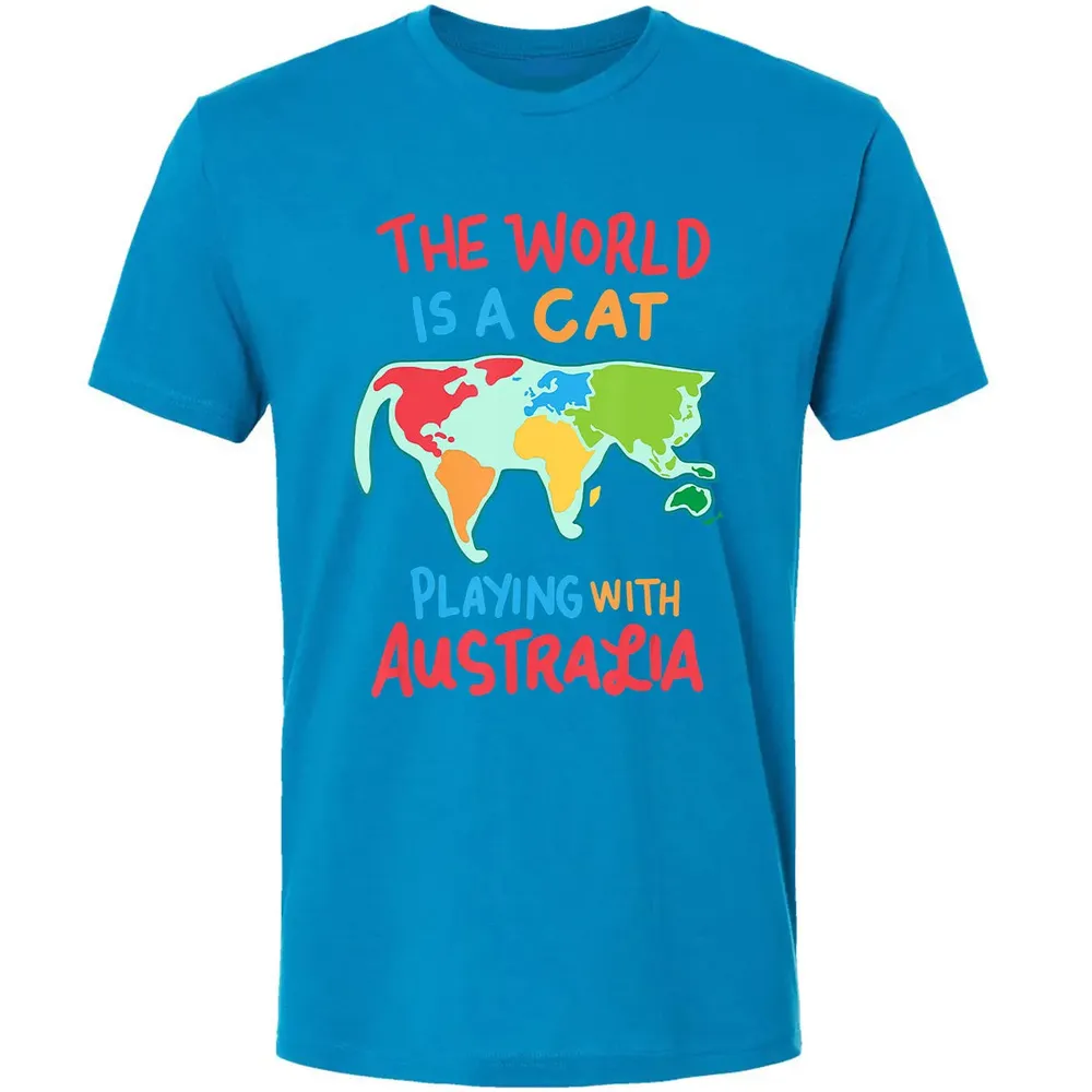 The World Is A Cat Playing With Australia Premium Unisex T-shirt - 15