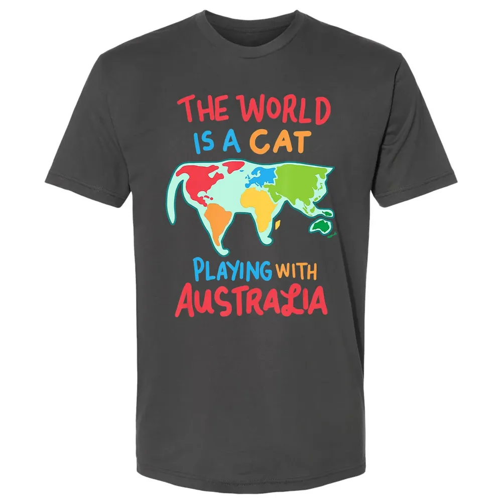 The World Is A Cat Playing With Australia Premium Unisex T-shirt - 8