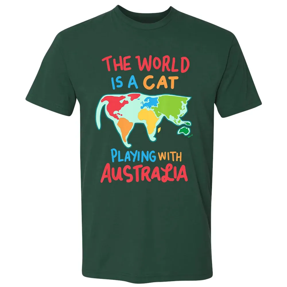 The World Is A Cat Playing With Australia Premium Unisex T-shirt - 12