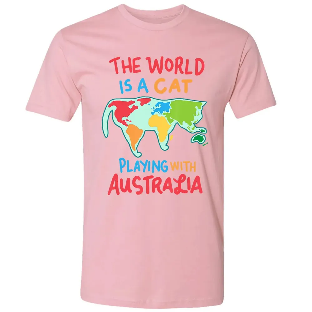 The World Is A Cat Playing With Australia Premium Unisex T-shirt - 3