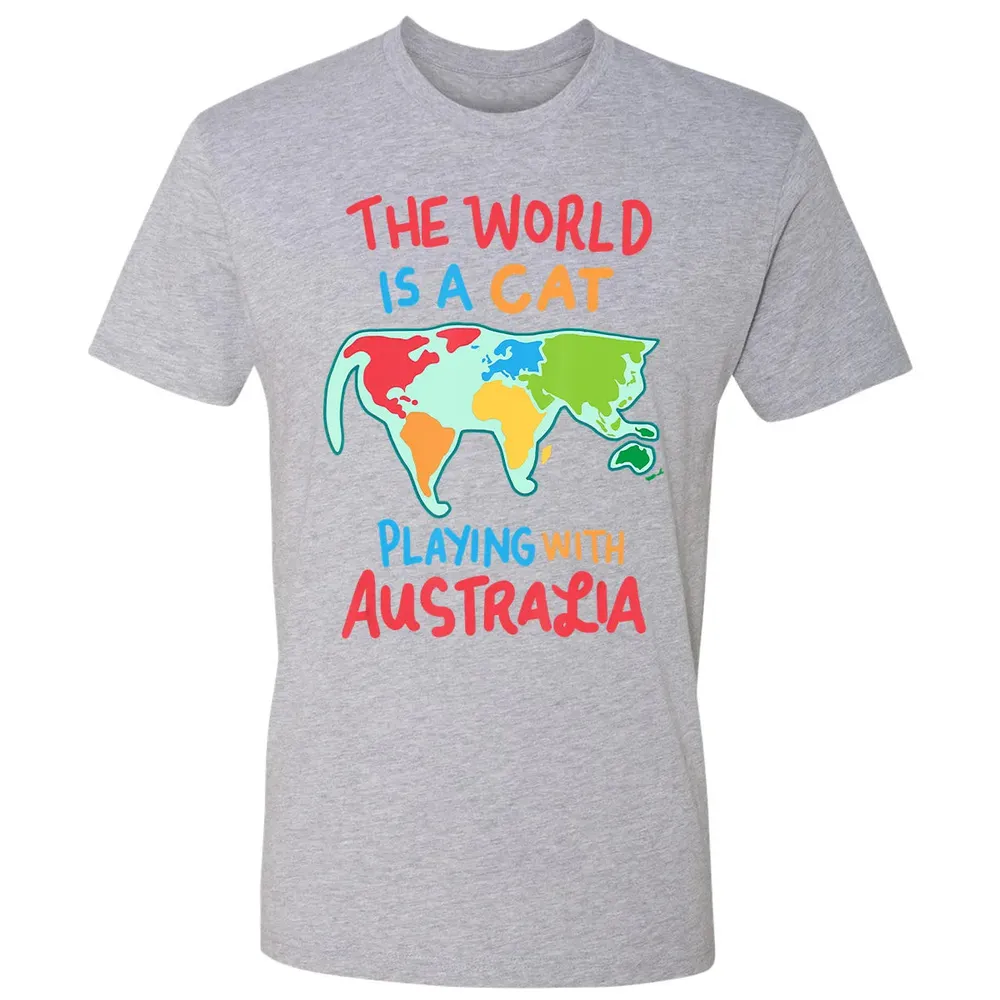 The World Is A Cat Playing With Australia Premium Unisex T-shirt - 9