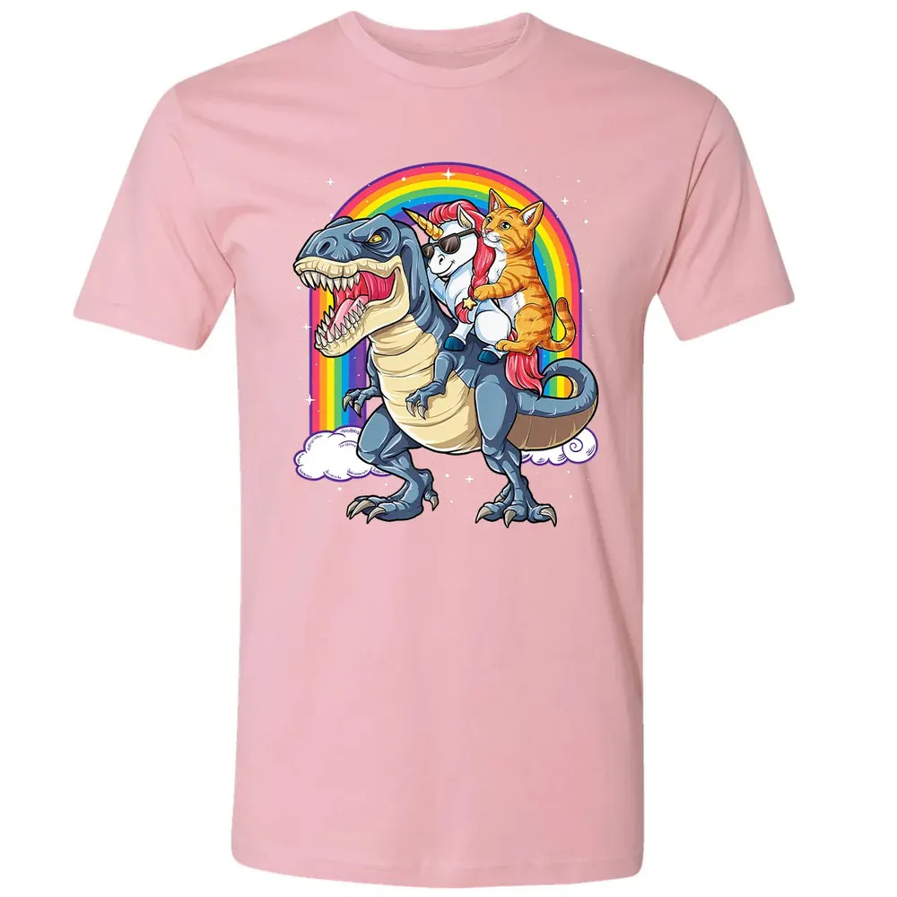 Cat Unicorn Dinosaur T rex  Kitten lover Space Galaxy Premium Unisex T-shirt - 3