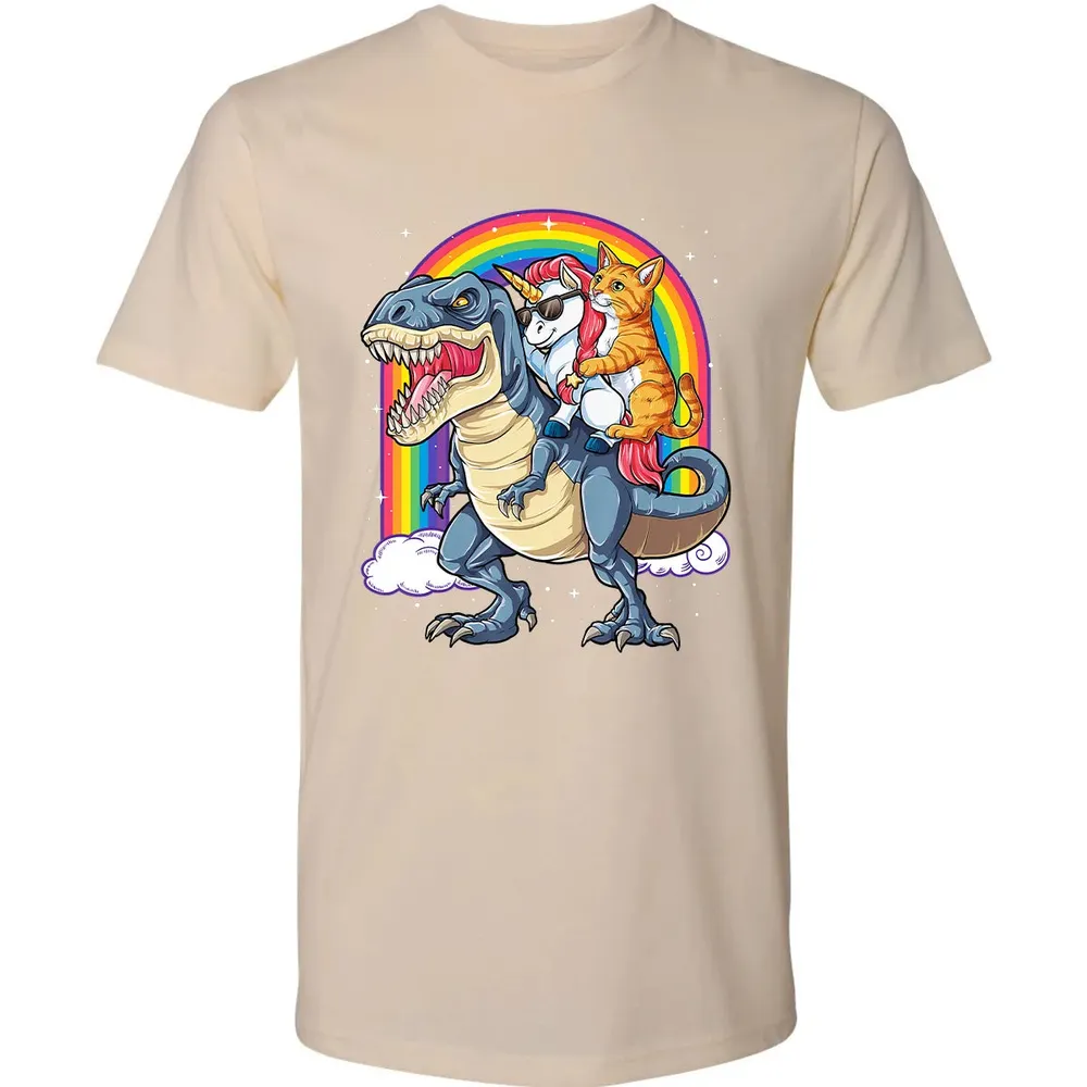 Cat Unicorn Dinosaur T rex  Kitten lover Space Galaxy Premium Unisex T-shirt - 13