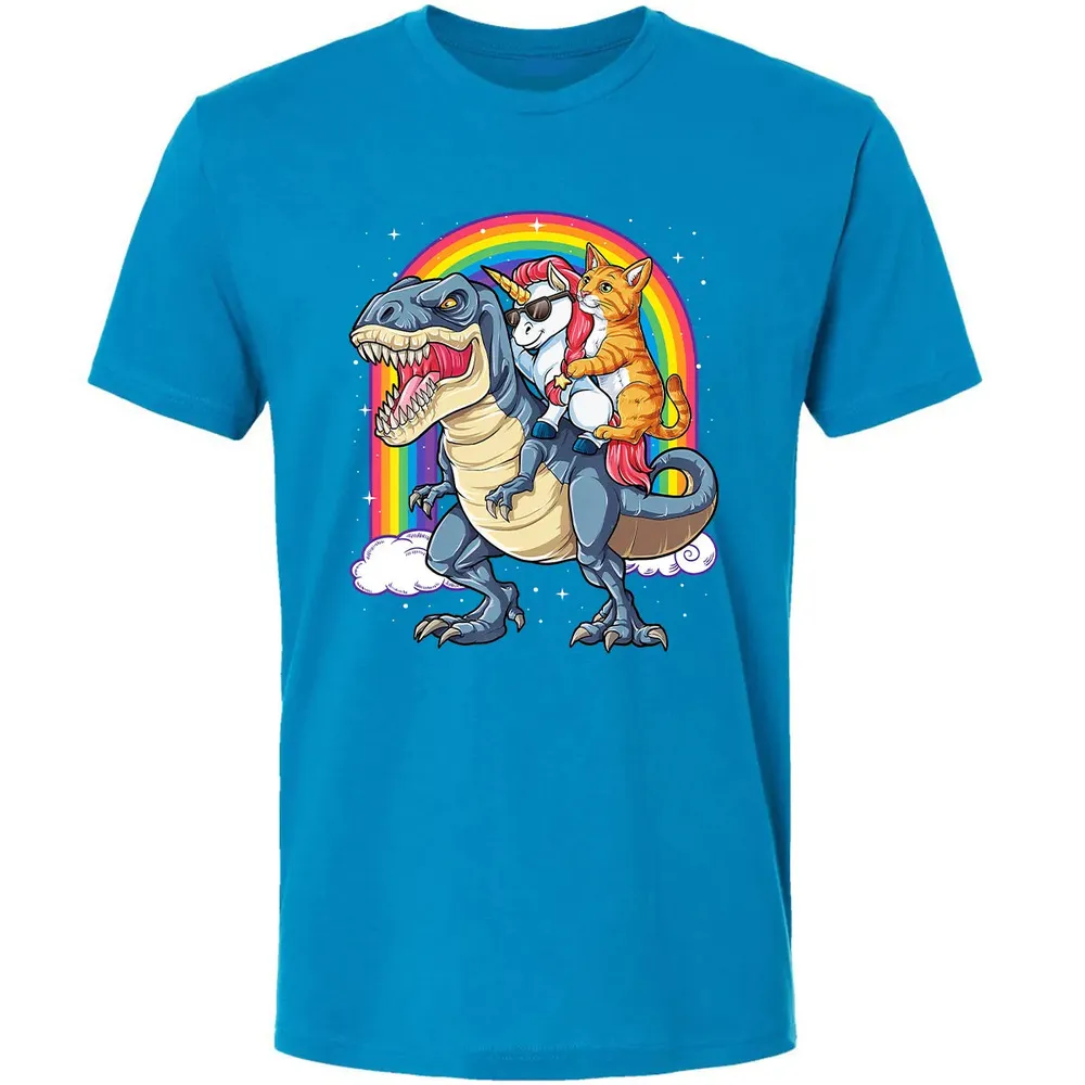 Cat Unicorn Dinosaur T rex  Kitten lover Space Galaxy Premium Unisex T-shirt - 15