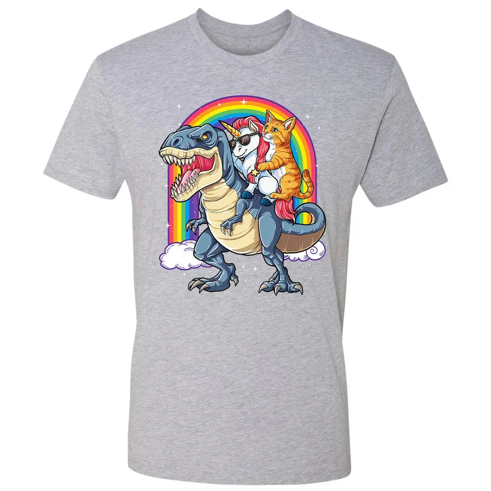 Cat Unicorn Dinosaur T rex  Kitten lover Space Galaxy Premium Unisex T-shirt - 9