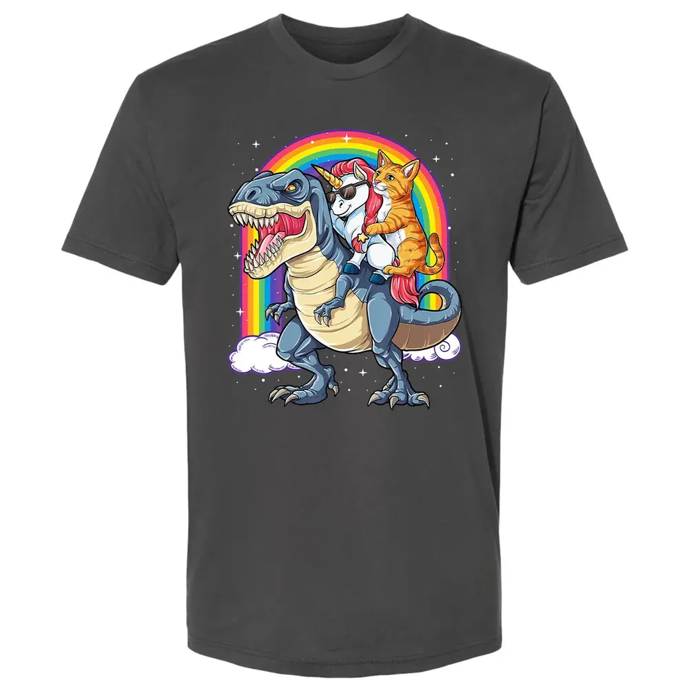 Cat Unicorn Dinosaur T rex  Kitten lover Space Galaxy Premium Unisex T-shirt - 8