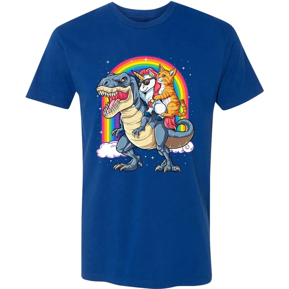 Cat Unicorn Dinosaur T rex  Kitten lover Space Galaxy Premium Unisex T-shirt - 10