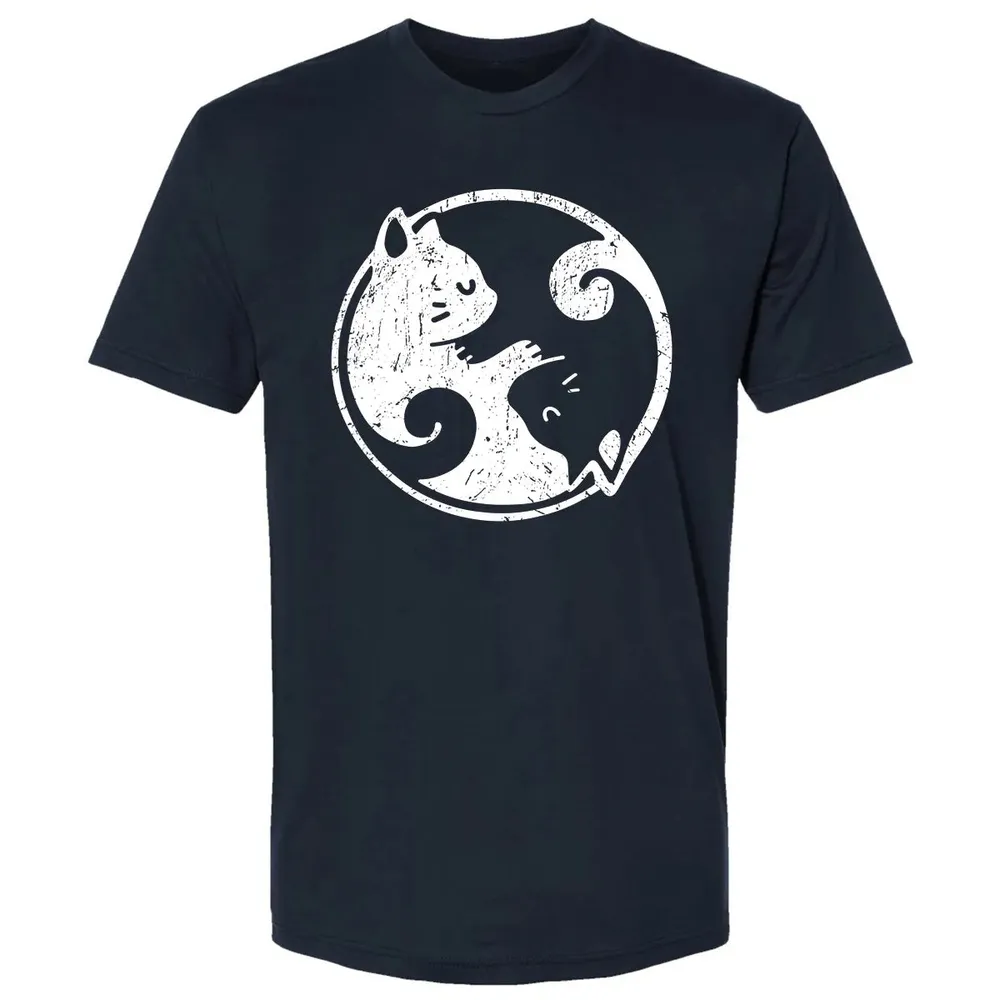 Yin Yang Cats Cute Kawaii Cat Lover Yoga Gift Design Premium Unisex T-shirt - 2