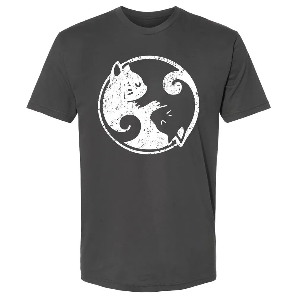 Yin Yang Cats Cute Kawaii Cat Lover Yoga Gift Design Premium Unisex T-shirt - 8