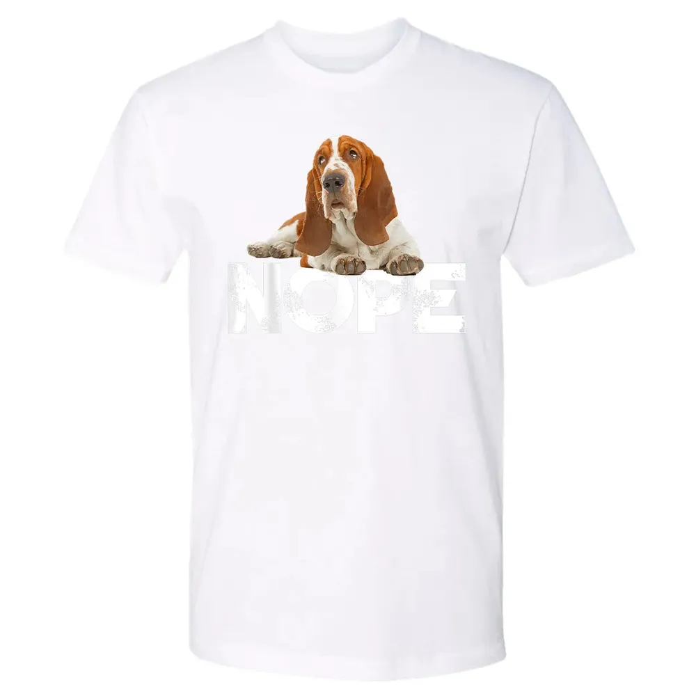 Cute Nope Lazy Basset Hound Dog Premium Unisex T-shirt - 4