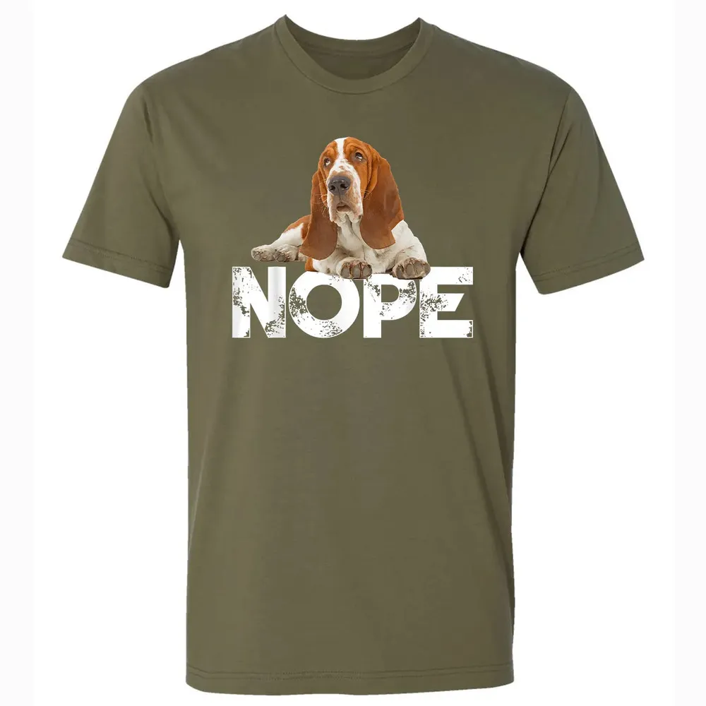 Cute Nope Lazy Basset Hound Dog Premium Unisex T-shirt - 5
