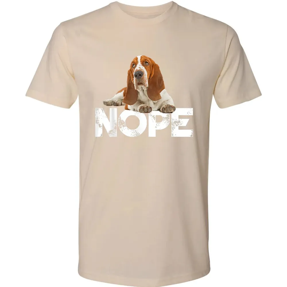 Cute Nope Lazy Basset Hound Dog Premium Unisex T-shirt - 13