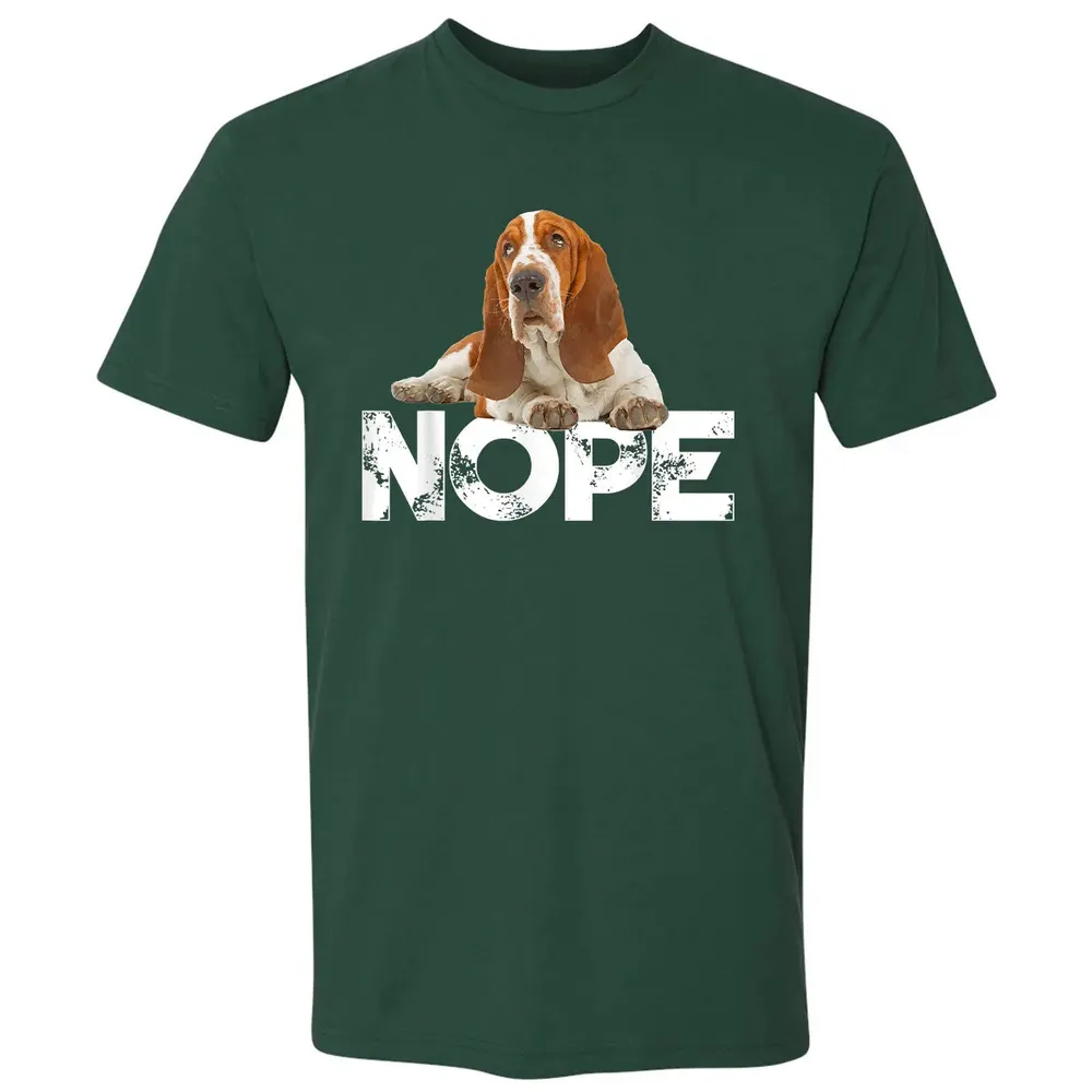 Cute Nope Lazy Basset Hound Dog Premium Unisex T-shirt - 12