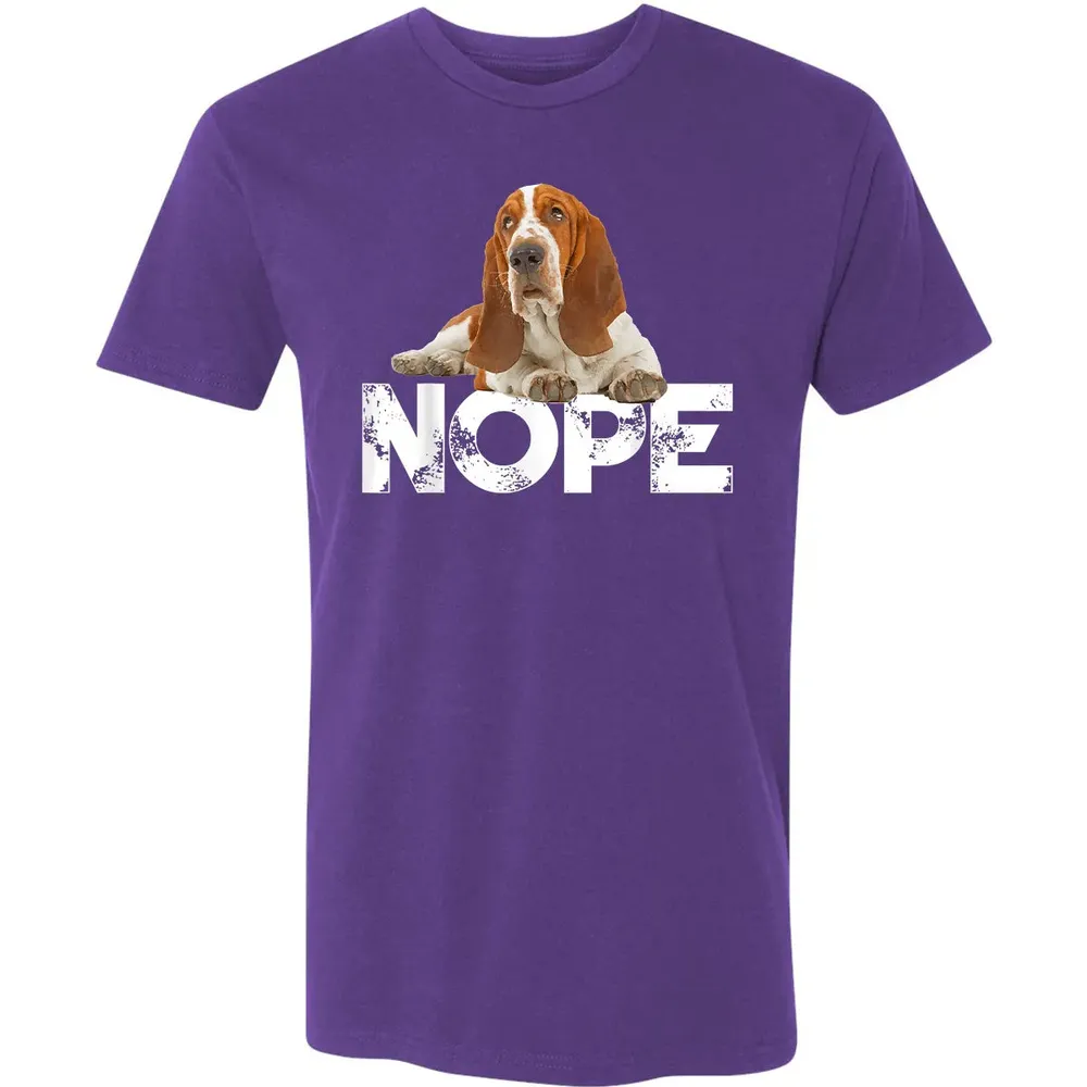 Cute Nope Lazy Basset Hound Dog Premium Unisex T-shirt - 7