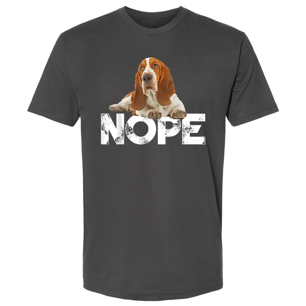 Cute Nope Lazy Basset Hound Dog Premium Unisex T-shirt - 8