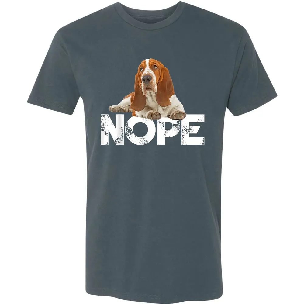 Cute Nope Lazy Basset Hound Dog Premium Unisex T-shirt - 14