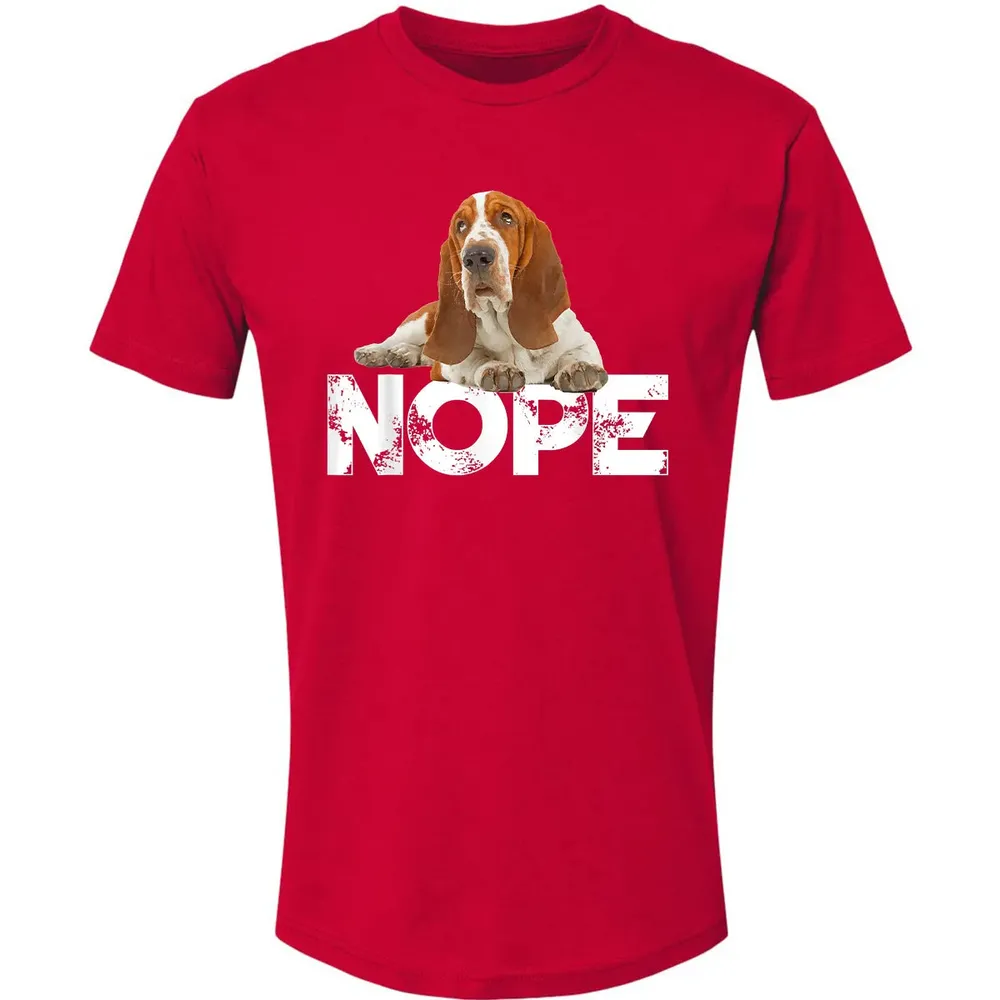 Cute Nope Lazy Basset Hound Dog Premium Unisex T-shirt - 6