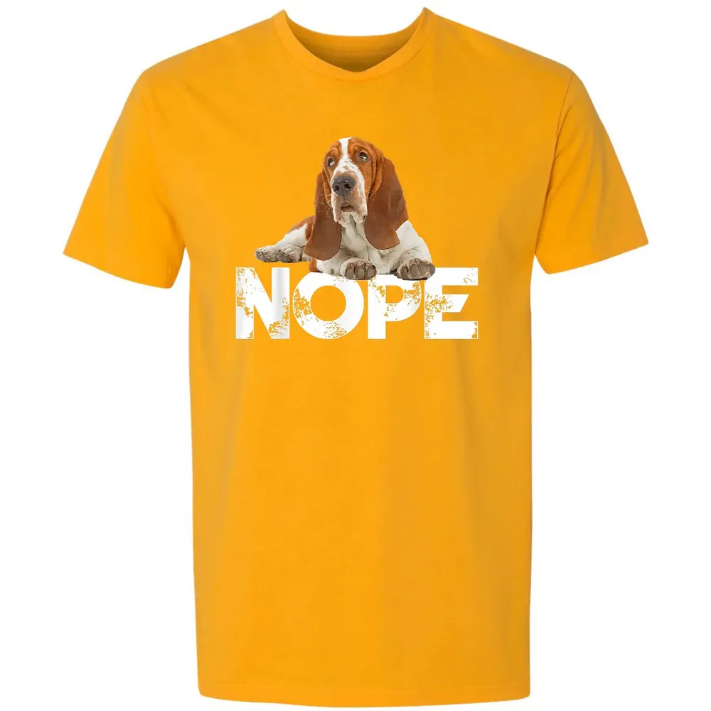 Cute Nope Lazy Basset Hound Dog Premium Unisex T-shirt - 11