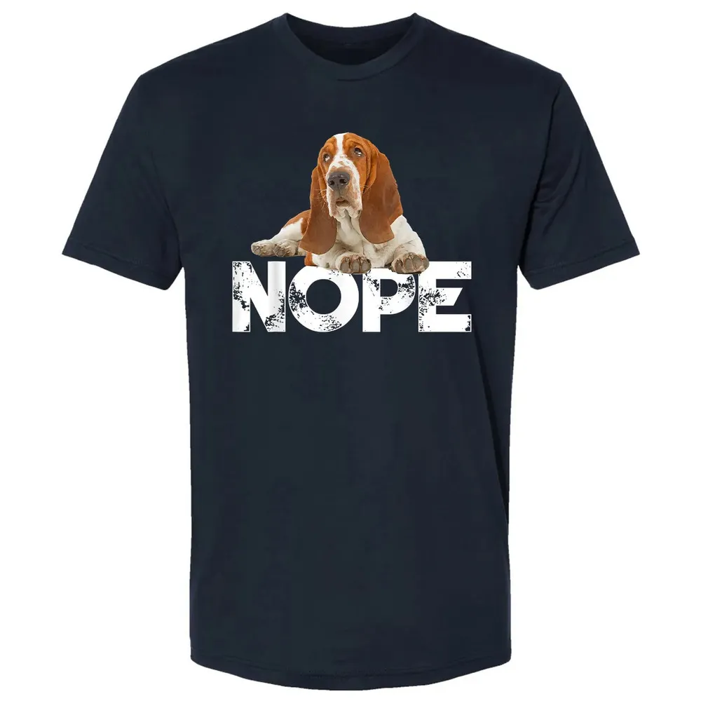 Cute Nope Lazy Basset Hound Dog Premium Unisex T-shirt - 2
