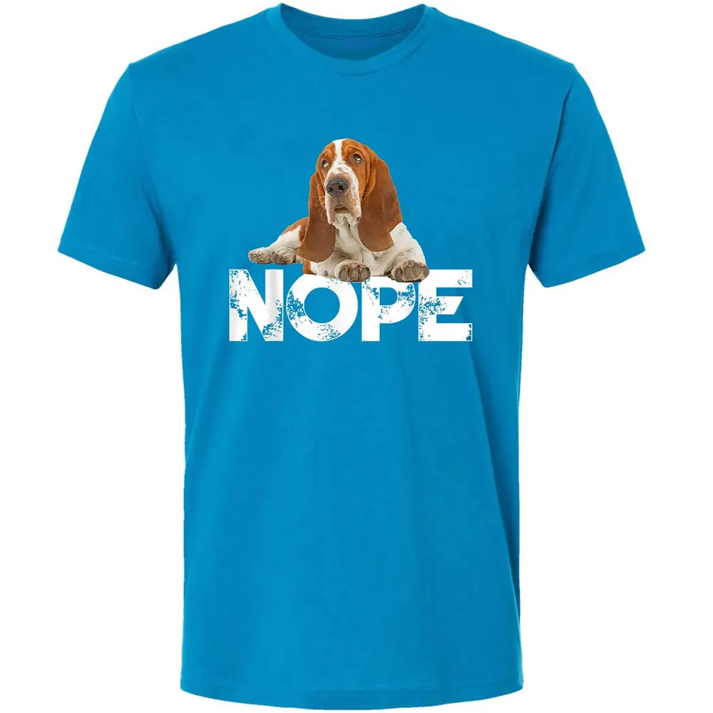 Cute Nope Lazy Basset Hound Dog Premium Unisex T-shirt - 15