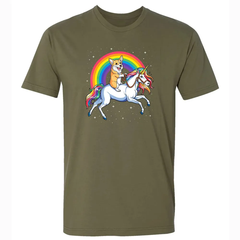 Corgi Unicorn  Girls Space Galaxy Rainbow Corgicorn Premium Unisex T-shirt - 5