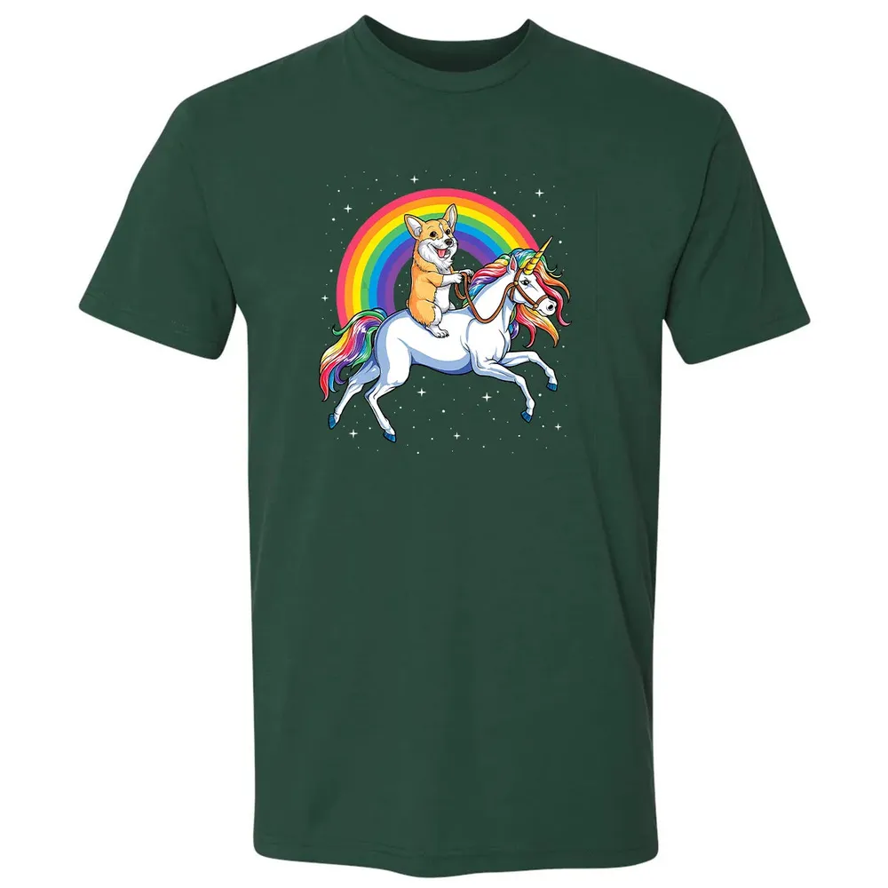Corgi Unicorn  Girls Space Galaxy Rainbow Corgicorn Premium Unisex T-shirt - 12