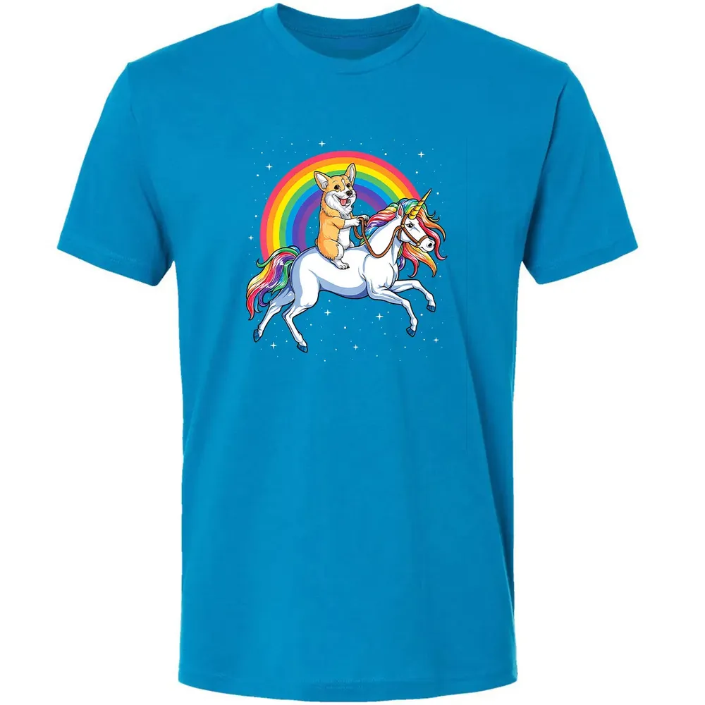 Corgi Unicorn  Girls Space Galaxy Rainbow Corgicorn Premium Unisex T-shirt - 15