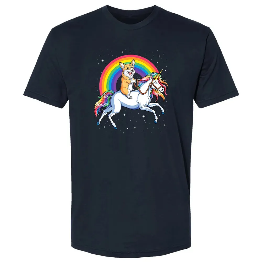 Corgi Unicorn  Girls Space Galaxy Rainbow Corgicorn Premium Unisex T-shirt - 2
