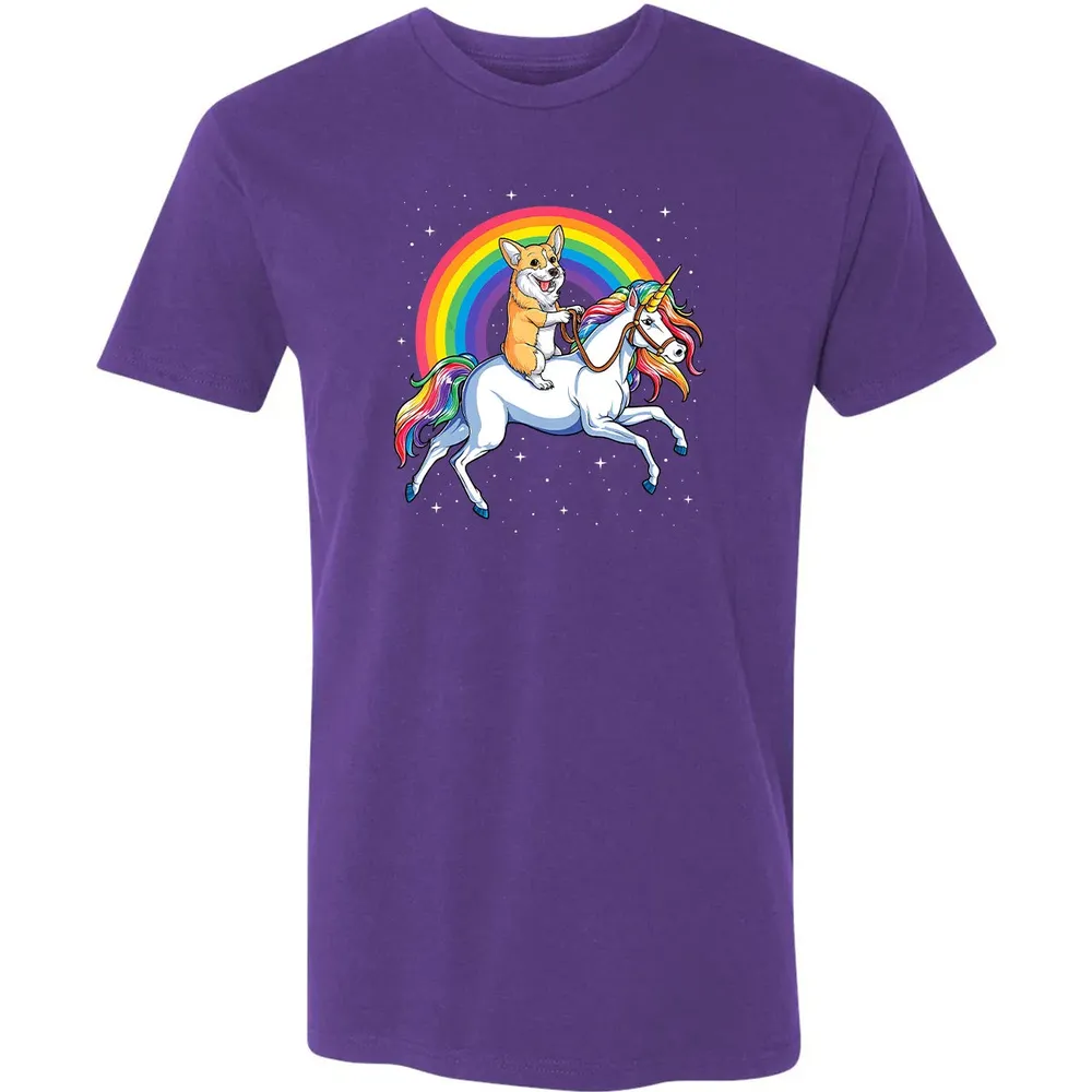 Corgi Unicorn  Girls Space Galaxy Rainbow Corgicorn Premium Unisex T-shirt - 7