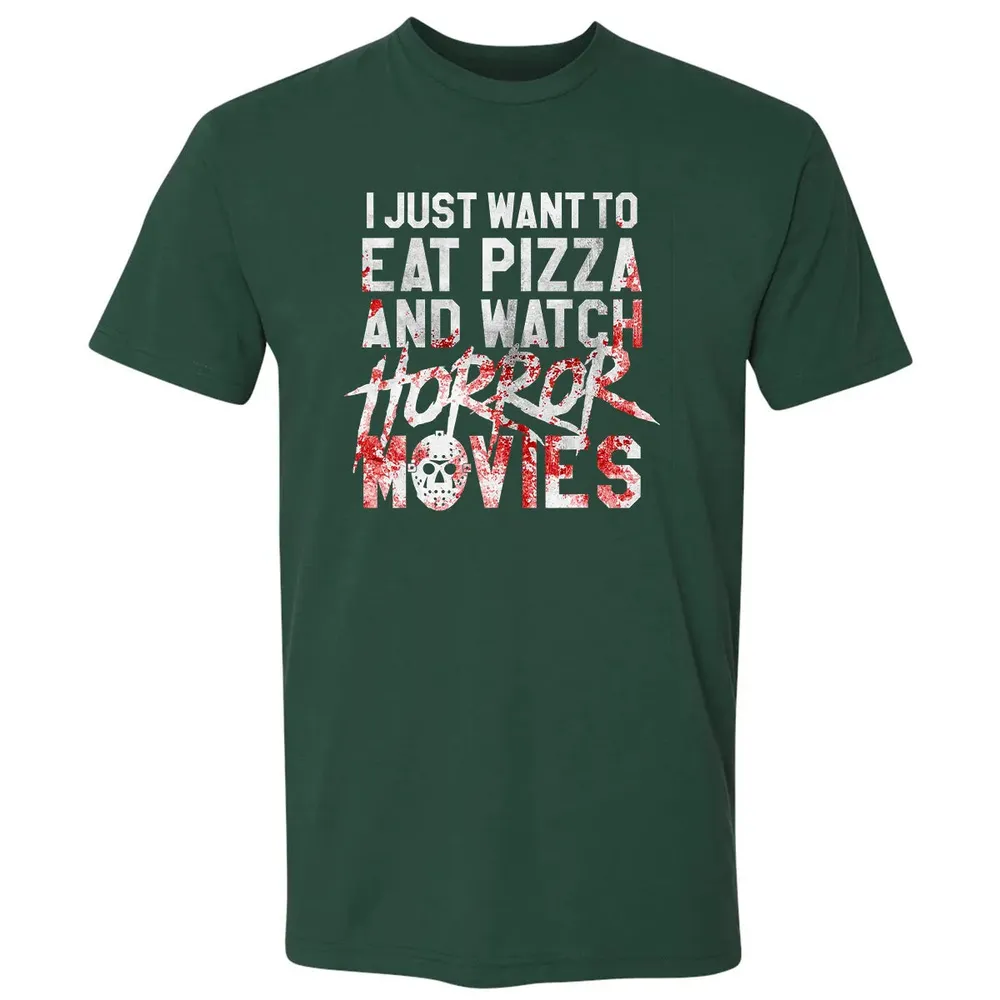 Funny Horror Movie Fan Gift   Halloween Pizza Premium Unisex T-shirt - 12