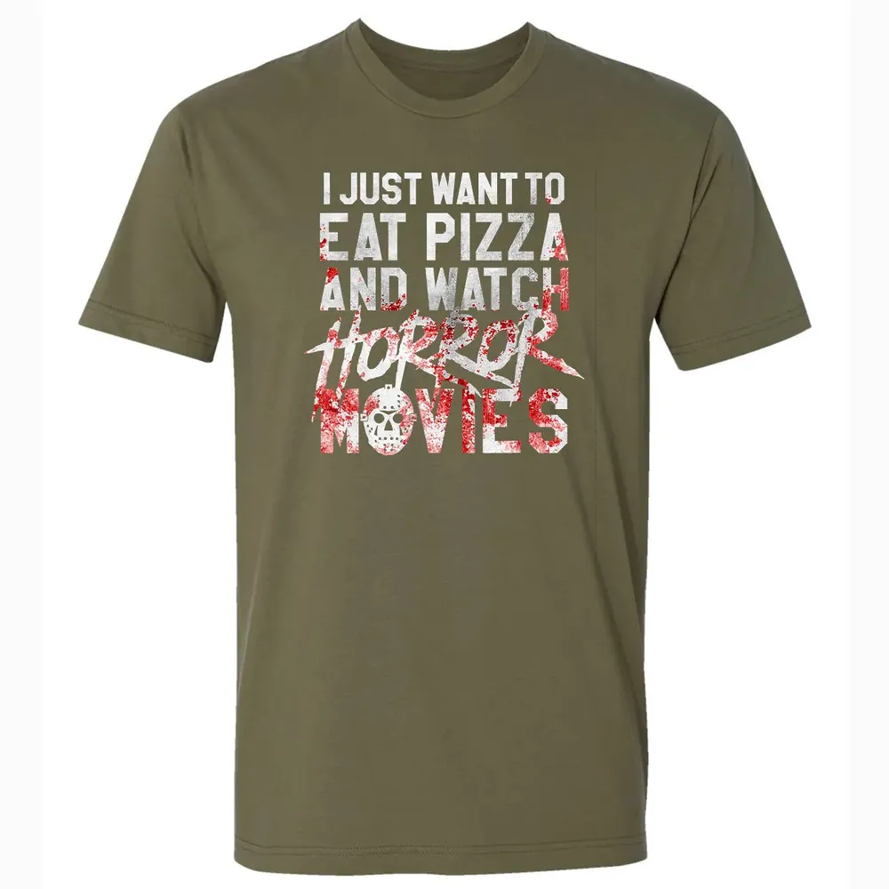 Funny Horror Movie Fan Gift   Halloween Pizza Premium Unisex T-shirt - 5