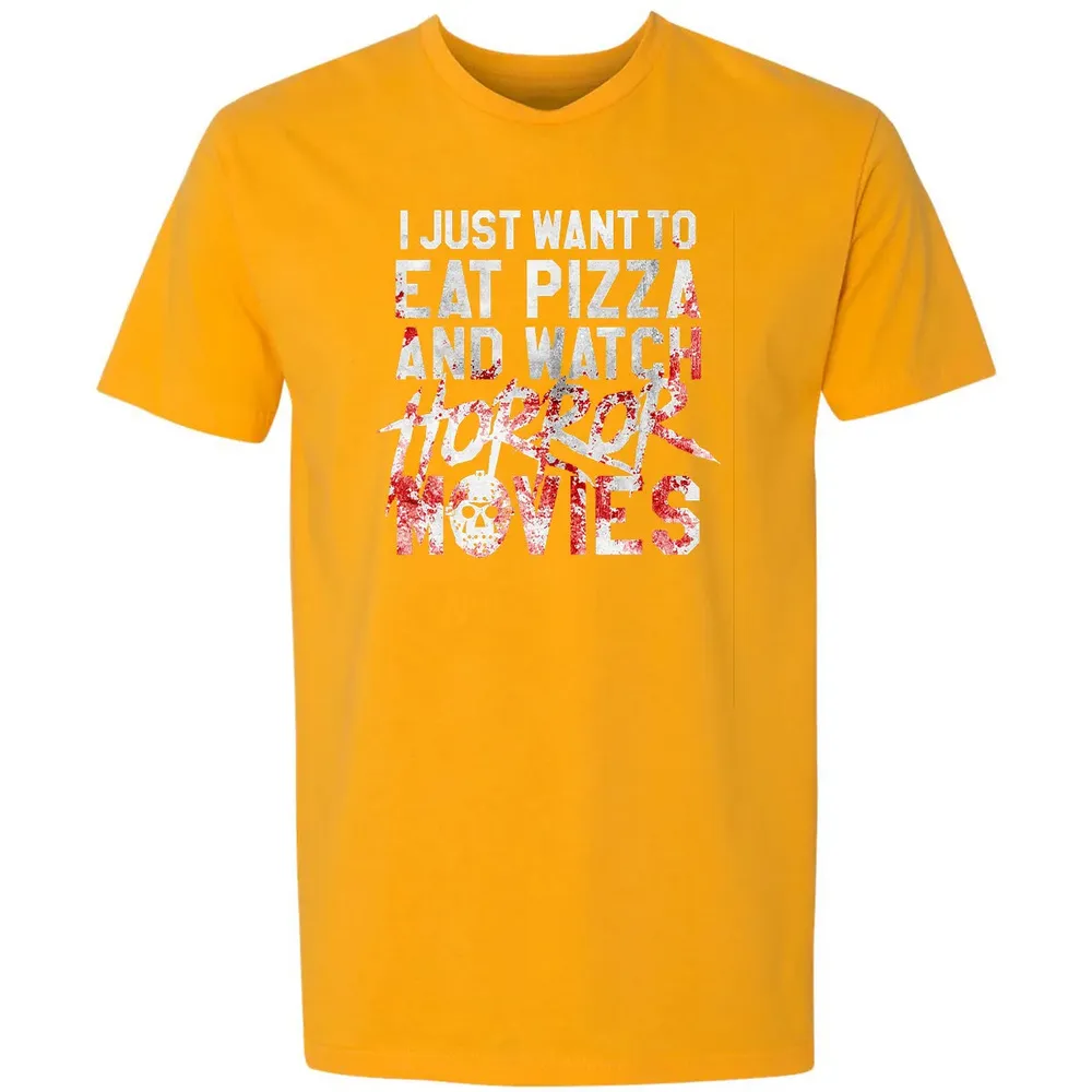 Funny Horror Movie Fan Gift   Halloween Pizza Premium Unisex T-shirt - 11