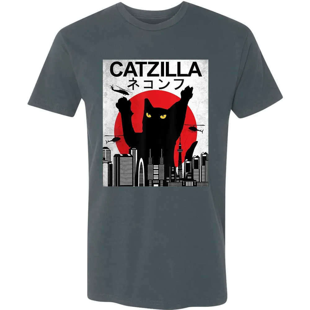 Vintage Catzilla   Japanese Cat Style   Retro Sunset Kitten Premium Unisex T-shirt - 14