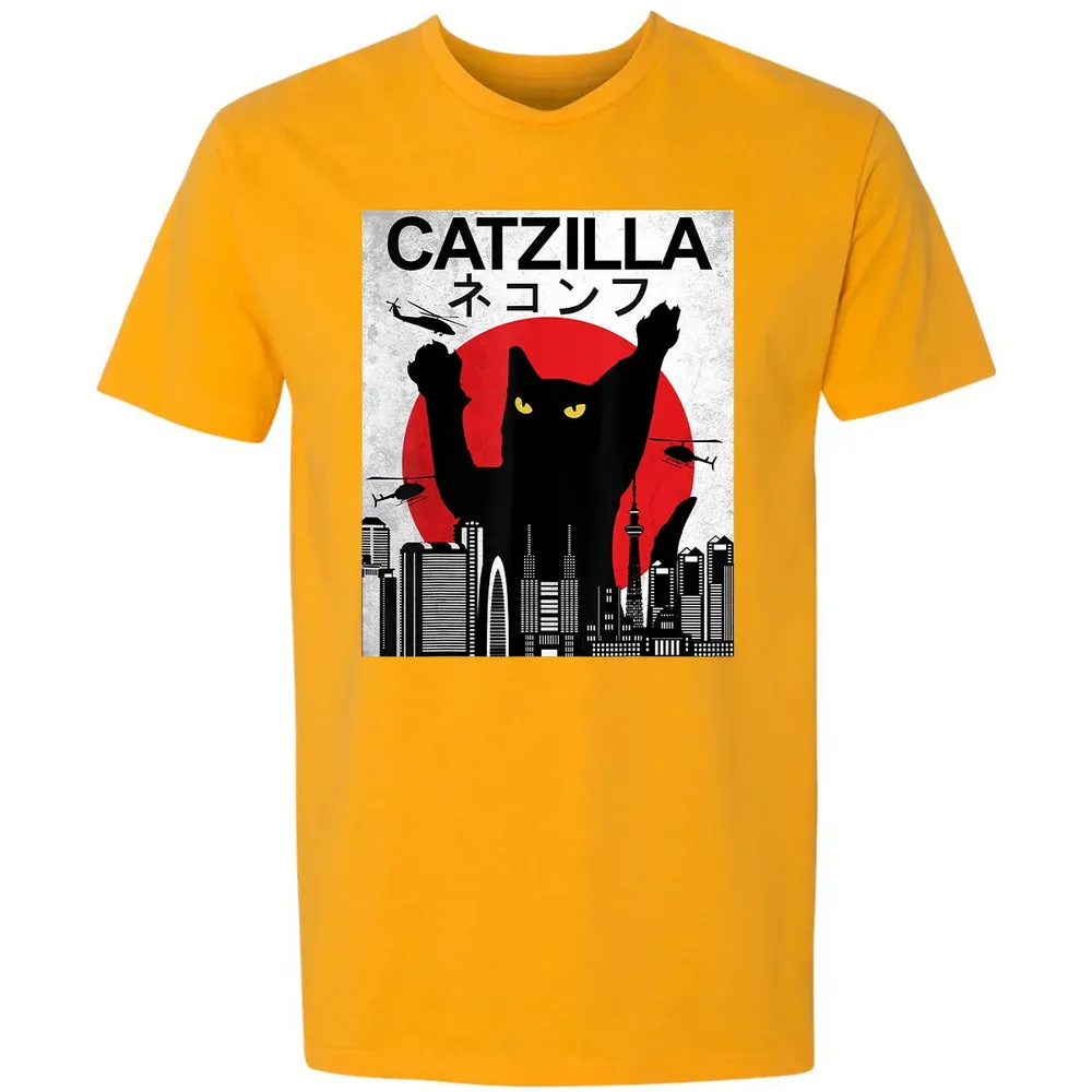 Vintage Catzilla   Japanese Cat Style   Retro Sunset Kitten Premium Unisex T-shirt - 11