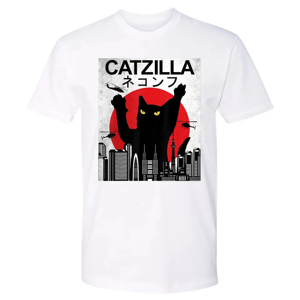 Vintage Catzilla   Japanese Cat Style   Retro Sunset Kitten Premium Unisex T-shirt - 4