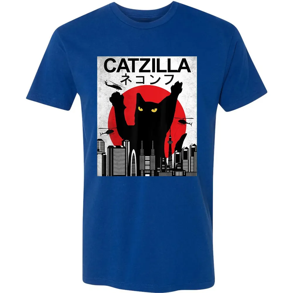 Vintage Catzilla   Japanese Cat Style   Retro Sunset Kitten Premium Unisex T-shirt - 10