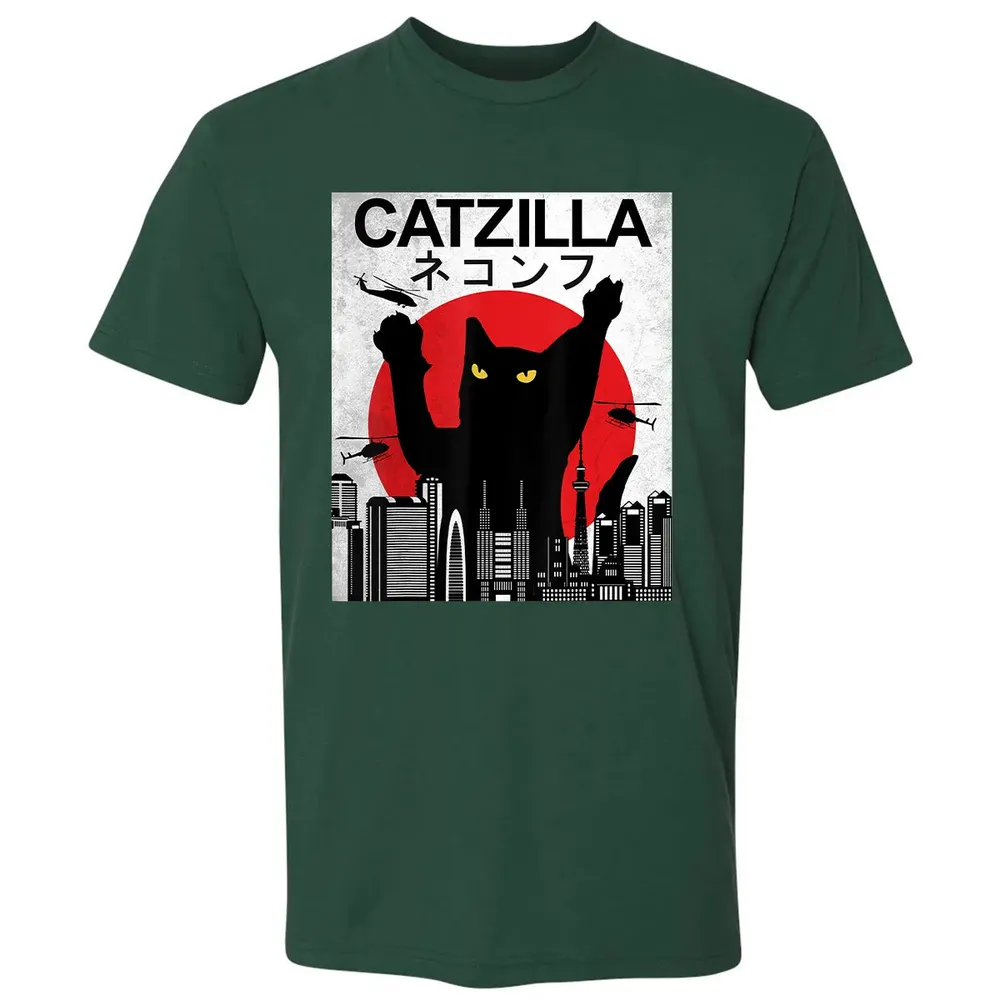 Vintage Catzilla   Japanese Cat Style   Retro Sunset Kitten Premium Unisex T-shirt - 12