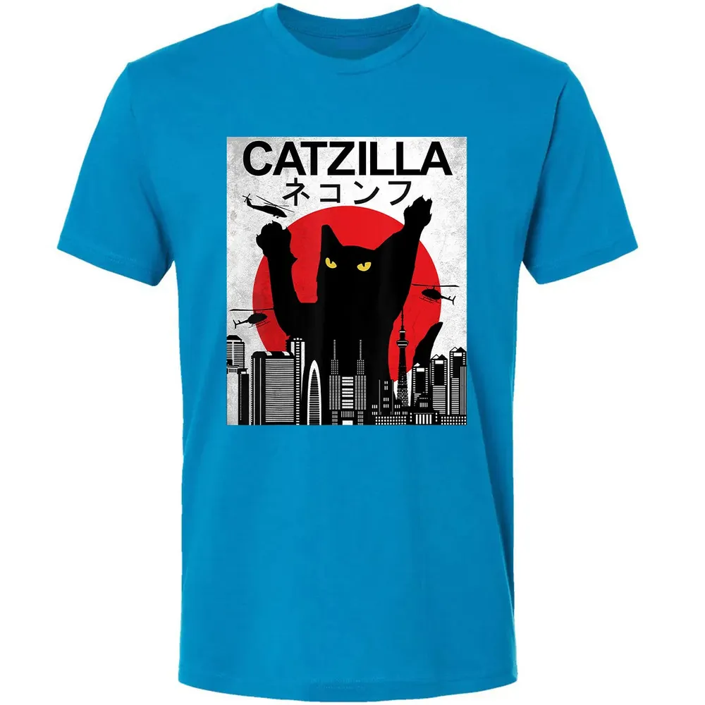 Vintage Catzilla   Japanese Cat Style   Retro Sunset Kitten Premium Unisex T-shirt - 15
