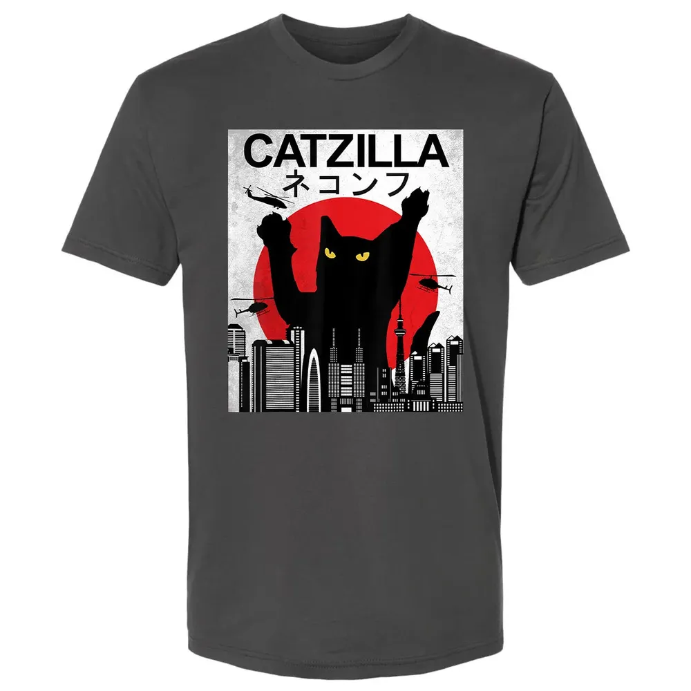 Vintage Catzilla   Japanese Cat Style   Retro Sunset Kitten Premium Unisex T-shirt - 8