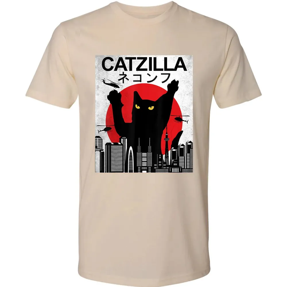 Vintage Catzilla   Japanese Cat Style   Retro Sunset Kitten Premium Unisex T-shirt - 13