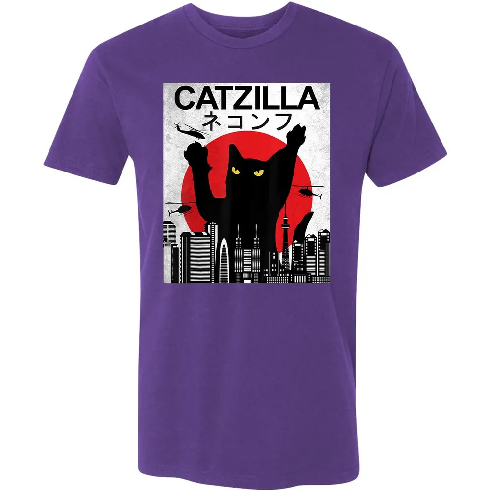 Vintage Catzilla   Japanese Cat Style   Retro Sunset Kitten Premium Unisex T-shirt - 7