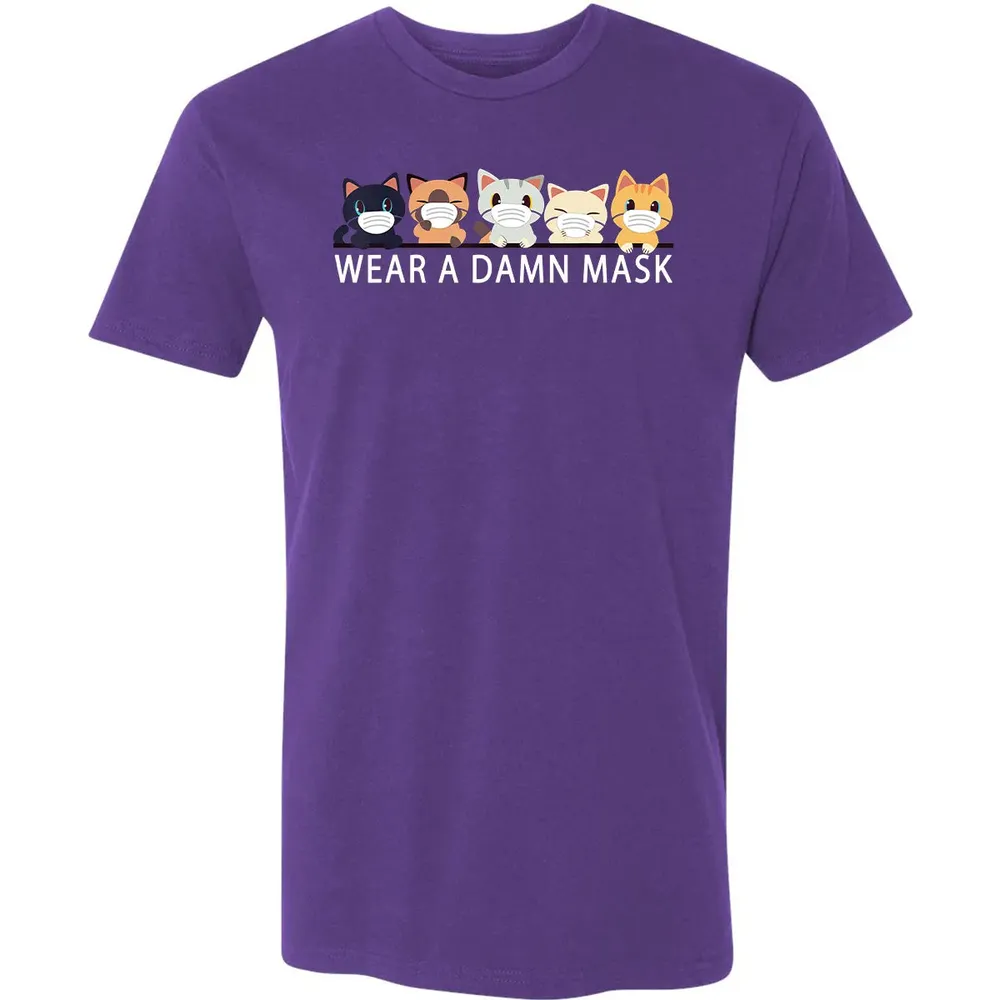 Cats Lovers Wear a Damn Mask   Quarantine Gift Cat Face Mask Premium Unisex T-shirt - 7